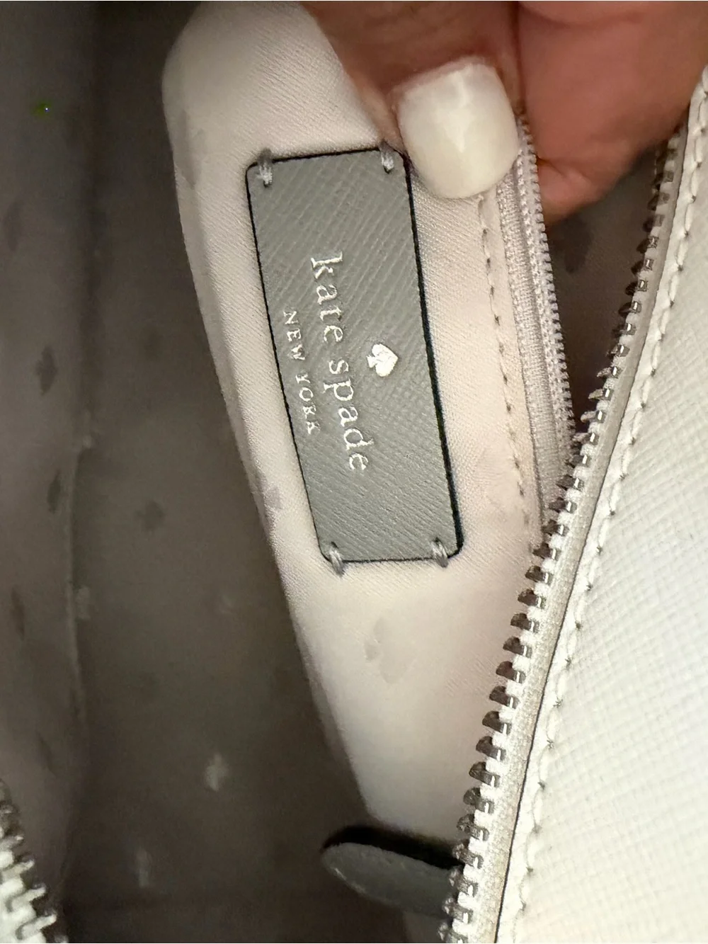 kate spade Two-Tone White, Gray & Black Leather Satchel
